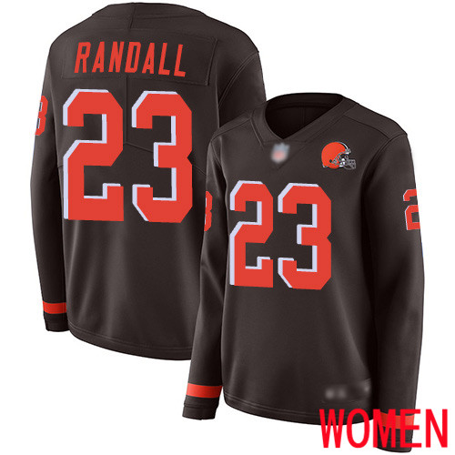 Cleveland Browns Damarious Randall Women Brown Limited Jersey #23 NFL Football Therma Long Sleeve
